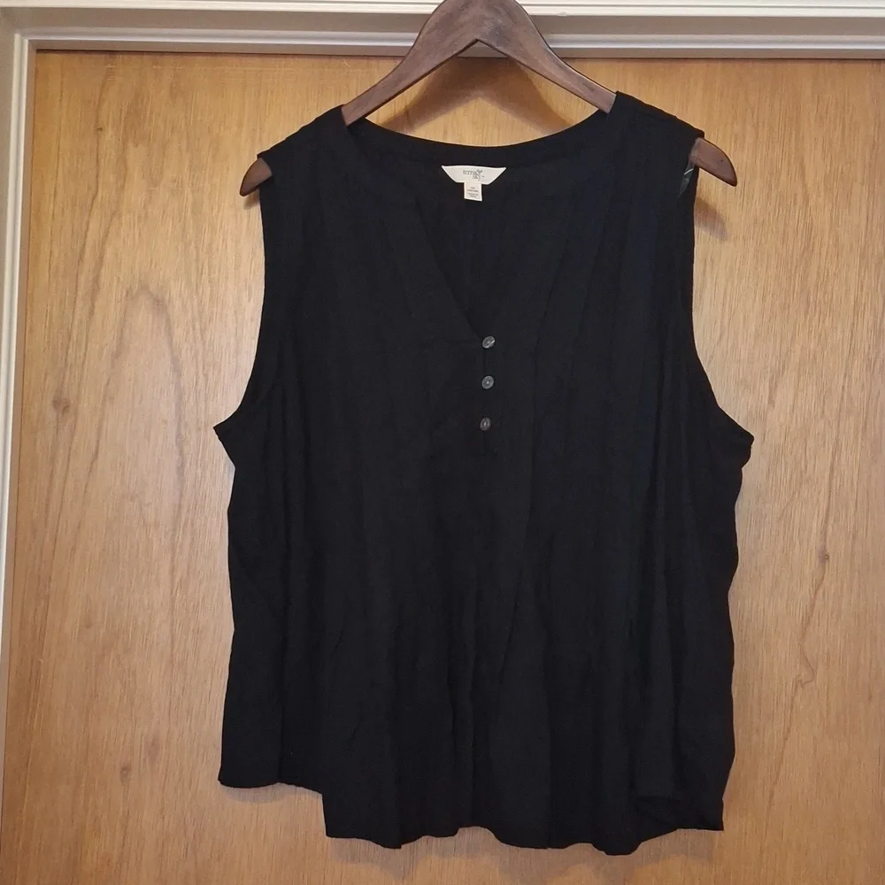 Terra & Sky Black Sleeveless Pleated Blouse - Picture 6 of 8